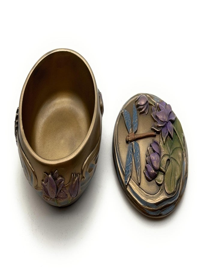 RUSTIX Dragonfly Trinket Box - Art Nouveau Decorative Jewelry Box with Hand-Painted Dragonfly, Floral, and Lily Pad Design - Elegant Dragonfly Gifts for Women and Home Decor - Image 4